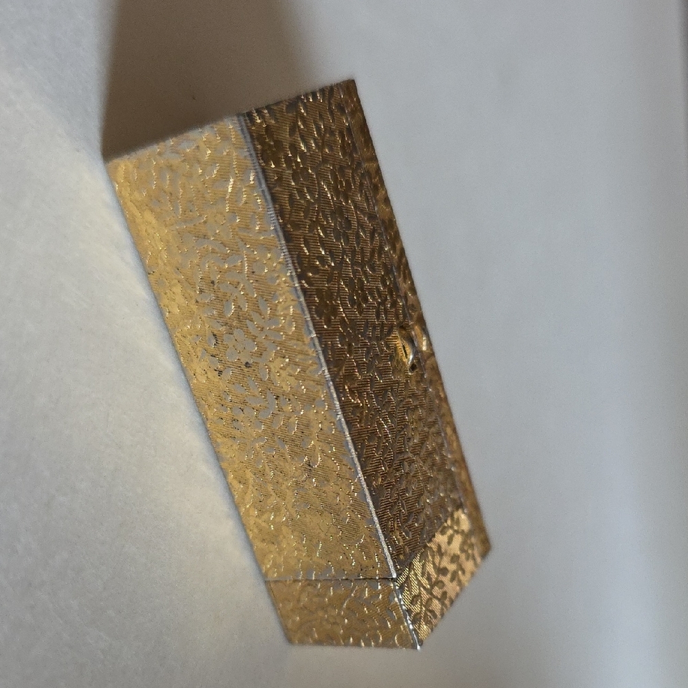 Vintage Textured Gold Colored Mirrored Lipstick Box